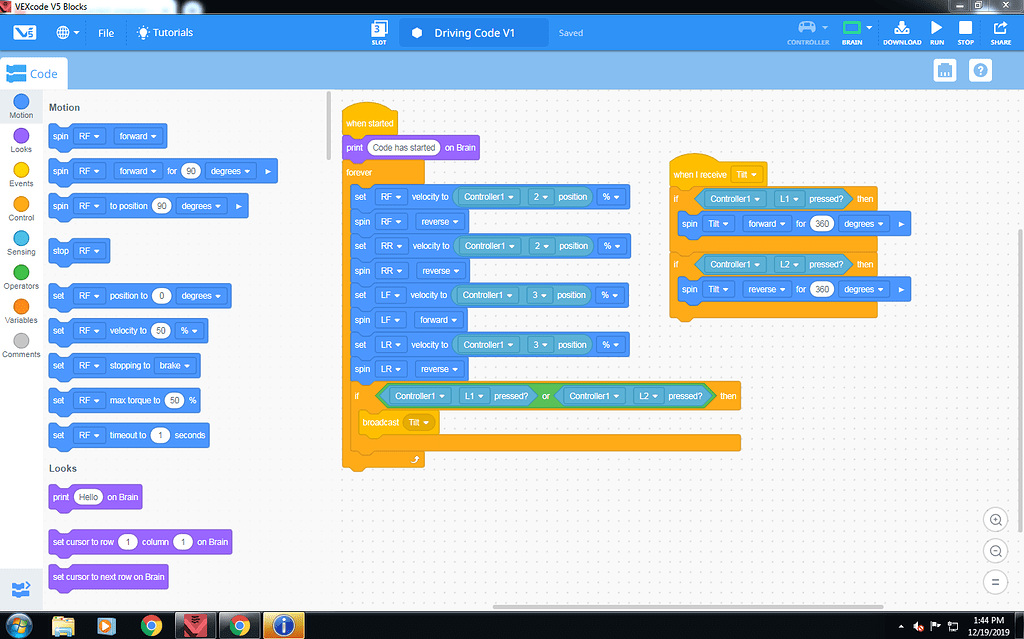 blocks vex vexcode cortex