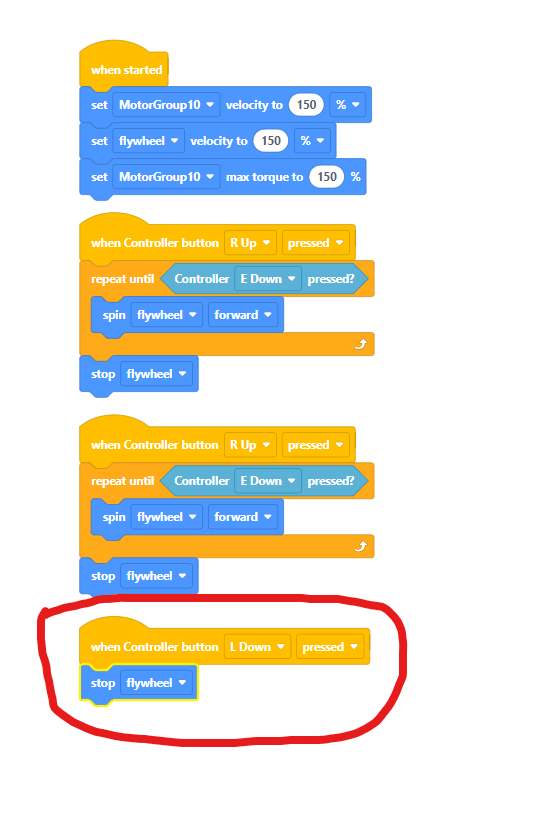 Rookie coding problem with flywheel - VEXcode IQ Technical Support ...