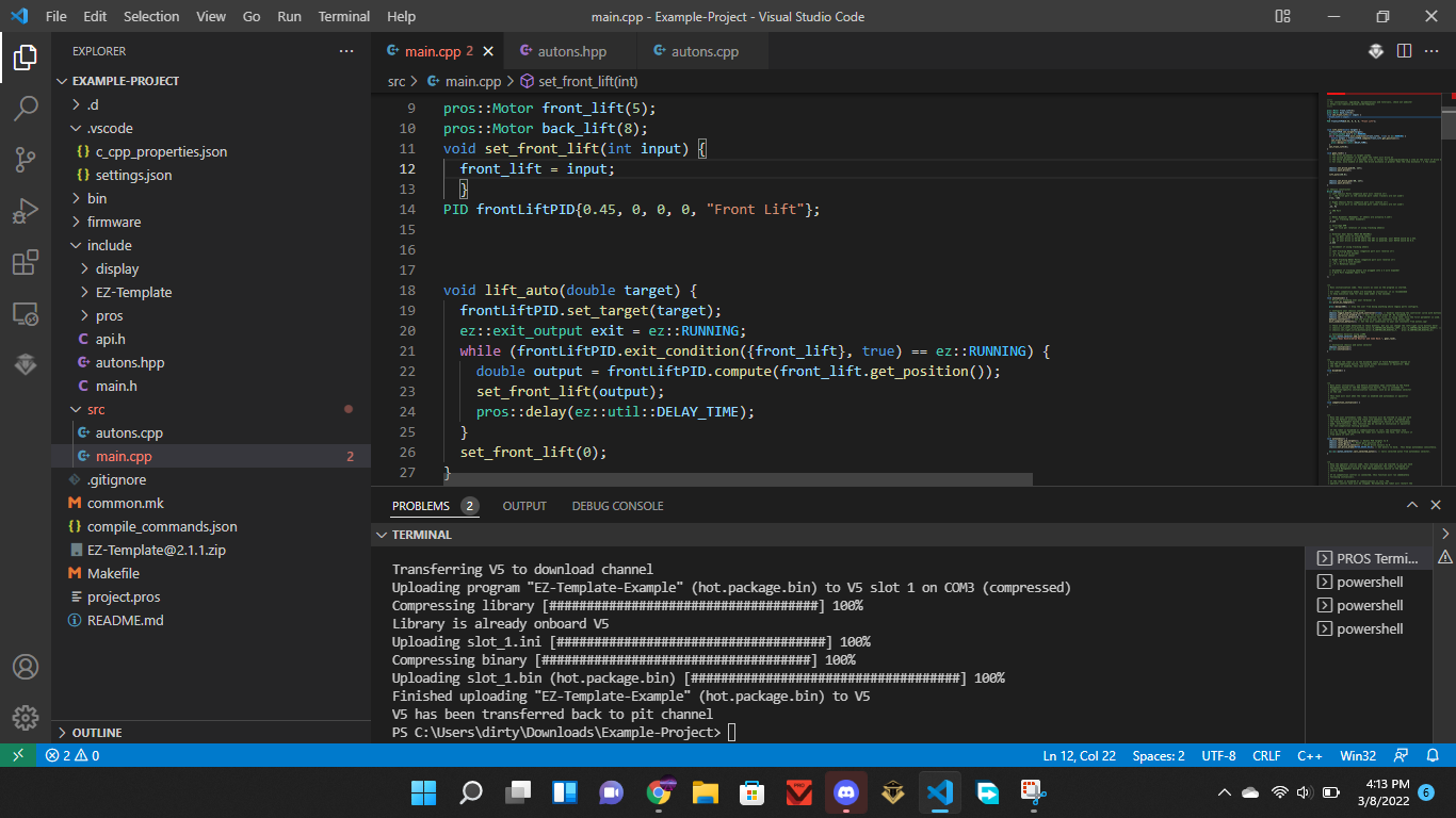 Help with EZ Template Programming Support VEX Forum