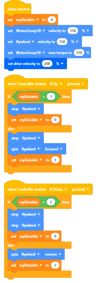 Rookie coding problem with flywheel - VEXcode IQ Technical Support ...